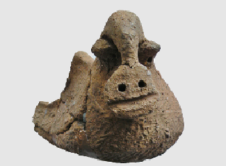 木戸先遺跡出土の猪の顔をした縄文時代土器の写真