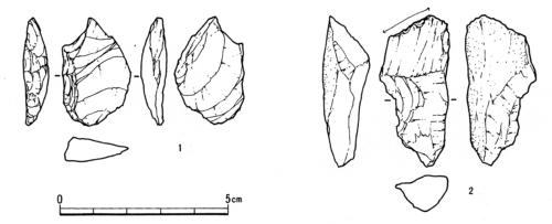 御山遺跡から出土した石器の画像です